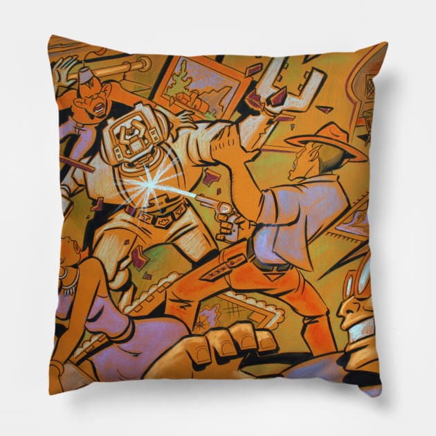 Baghdad Bot Pillow by BennettBlackLight