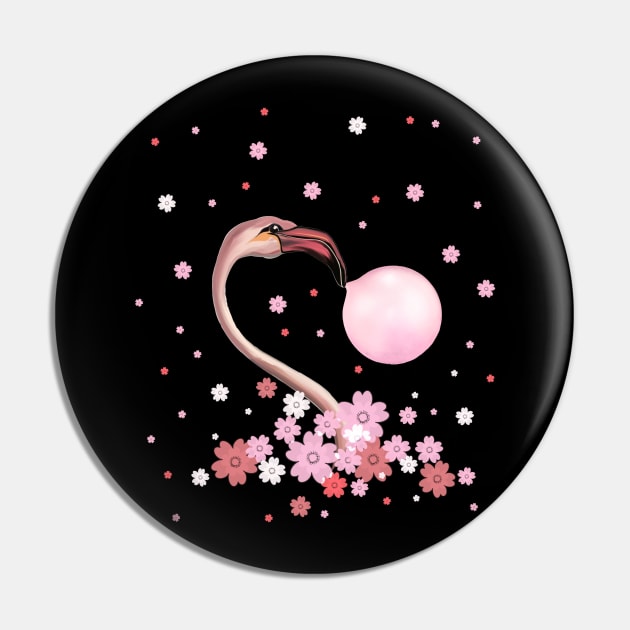 Pink Flamingo and bubblegum Pin by Collagedream