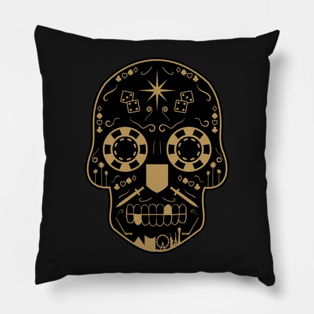 Las Vegas Hockey Sugar Skull Pillow by StickyHenderson