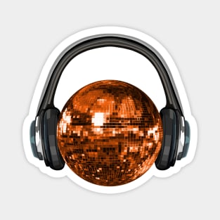 Groovy Orange Disco Ball with Headphones Magnet