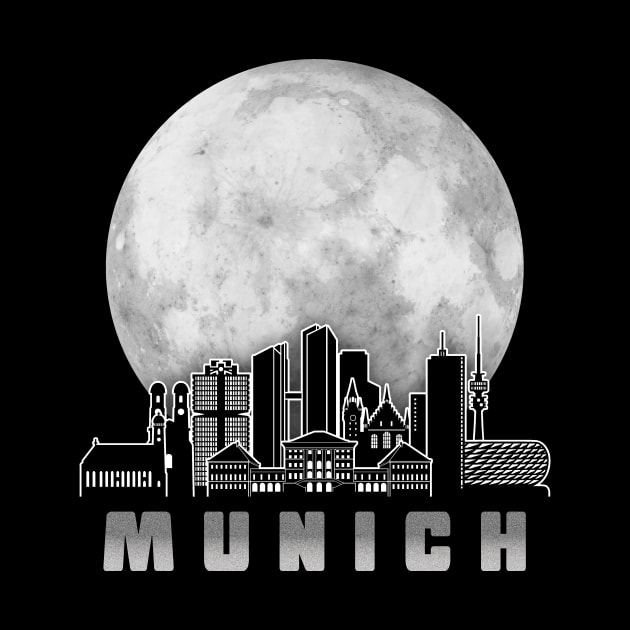 Munich Germany Skyline Full Moon by travel2xplanet