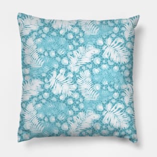 Light Blue Animal Print Palms Pillow