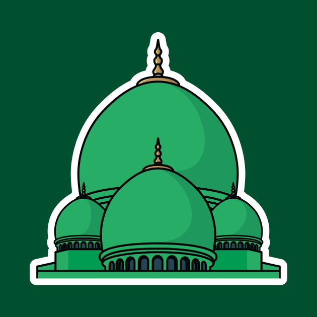 Traditional White Elegant Islamic Mosque Building Sticker vector illustration. Muslim building icon concept. Muslim mosque sticker vector design with shadow. by AlviStudio