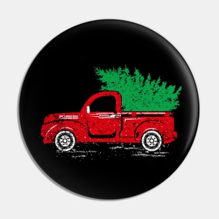 Merry Christmas Retro Vintage Red Truck Pin