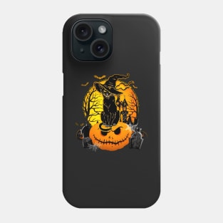 Vintage Black Cat Witch Scary Halloween Costume Phone Case