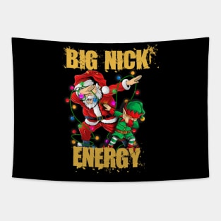 Xmas Big Nick Energy Funny dabbing Santa and elf Christmas Tapestry