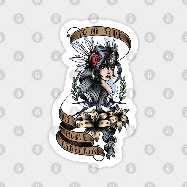 Lenneth from Valkyrie Profile – American Traditional Tattoo Magnet by SamInJapan