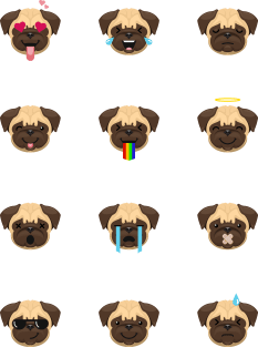 Funny Pug Dog Emoji Magnet