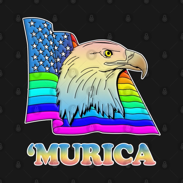 'MURICA Gay Pride American Rainbow Flag Bald Eagle Design by DankFutura