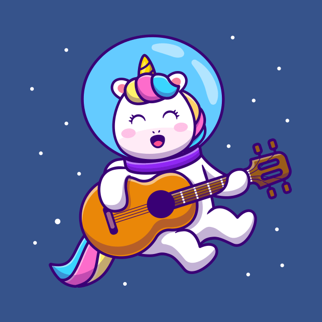 Cute Unicorn Astronaut Playing Guitar by Catalyst Labs