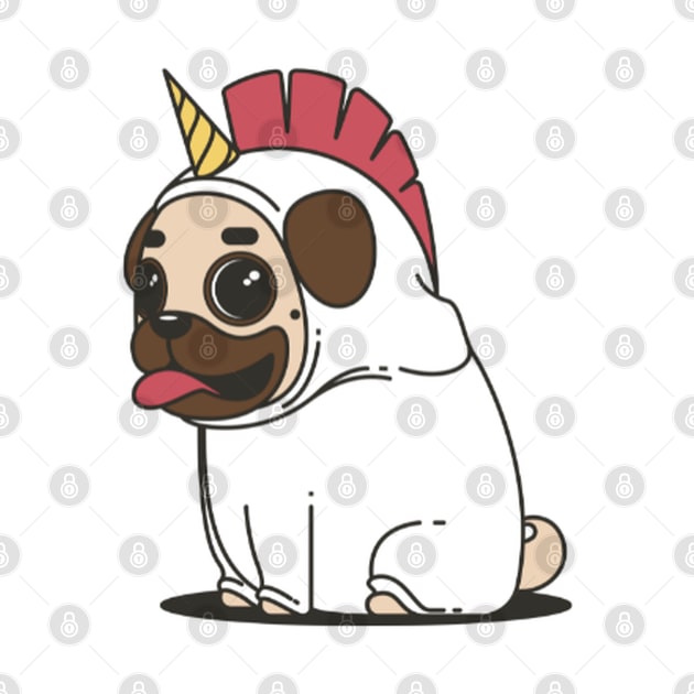 Pug Unicorn Sticker Design Cute Dog by Blue Moon Barn