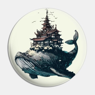 Fantasy whale village Pin