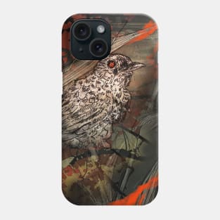 Fire bird songbird perched in a flaming field Phone Case