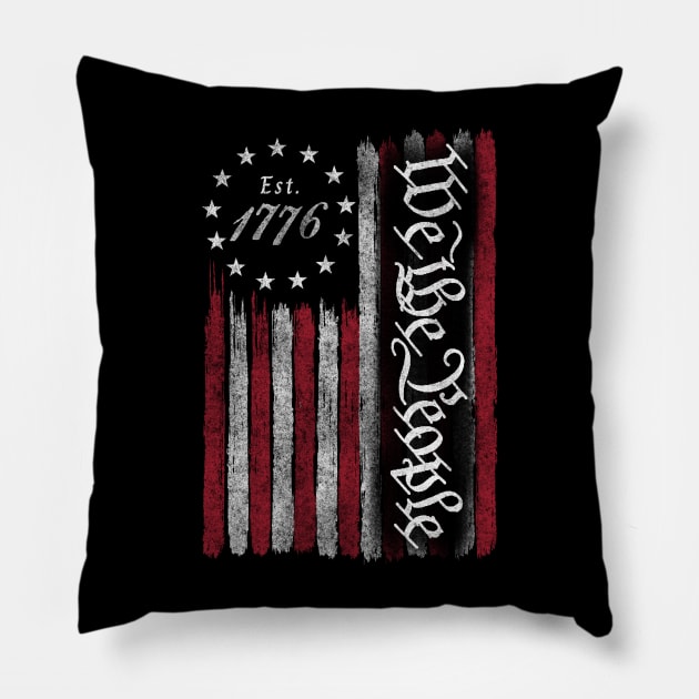 We the people - 4th Of July - Independence Day - Vintage USA Flag 1776 Pillow by LMW Art