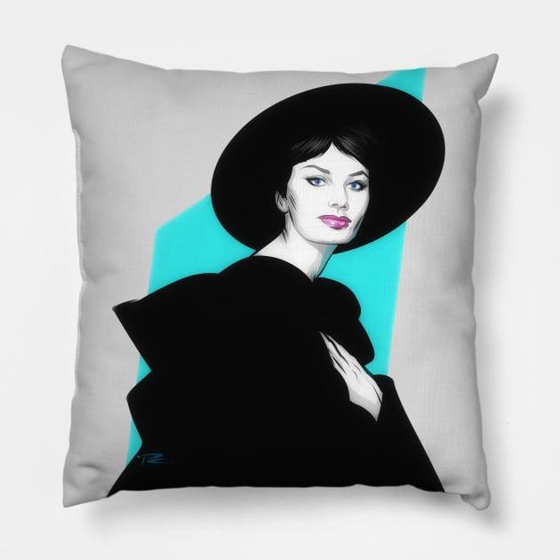 Sophia Loren - An illustration by Paul Cemmick Pillow by PLAYDIGITAL2020