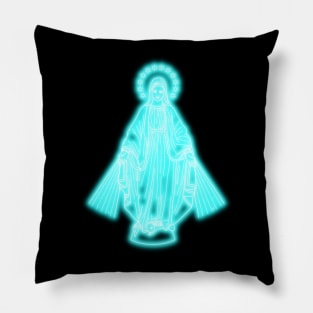 Blue Neon Virgin Mary Pillow