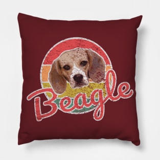 Retro Beagle Sunset Vintage Pillow