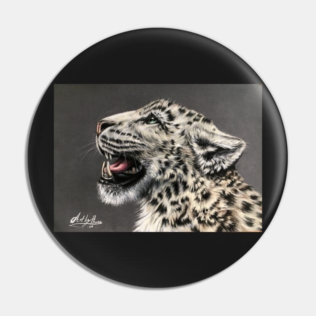 Snow Leopards Roar Pin by Artbythree