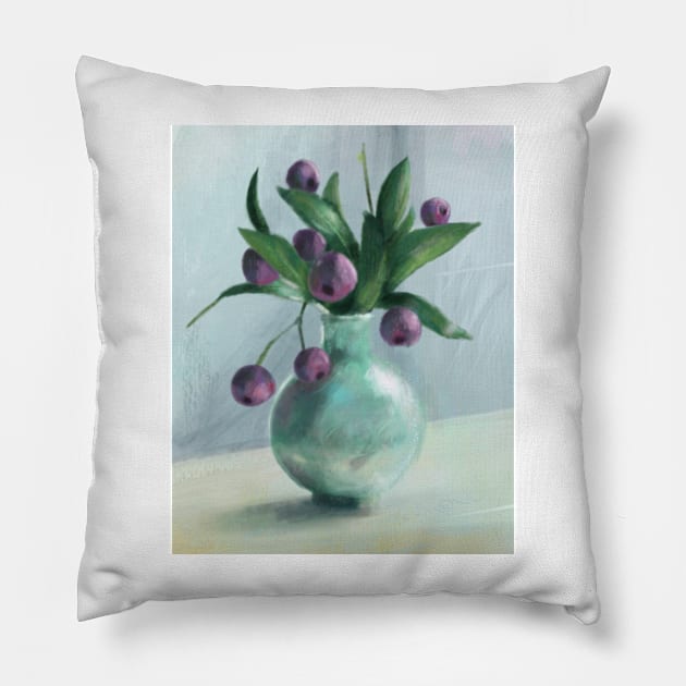 Bilberry vase painting Pillow by Oranges