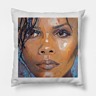 Close-up of Halle's face Pillow