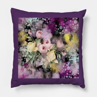 romantic impressionism still life watercolor pink tulip Pillow