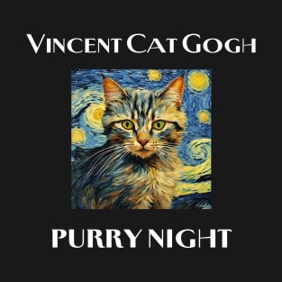 Vincent Cat Gogh Purry Night T-Shirt