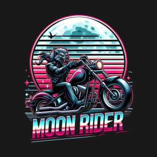 Werewolf Biker Wolf Motorcycle Retro Moon Rider Graphic T-Shirt