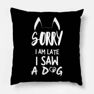 Sorry I am late i saw a dog. Pillow