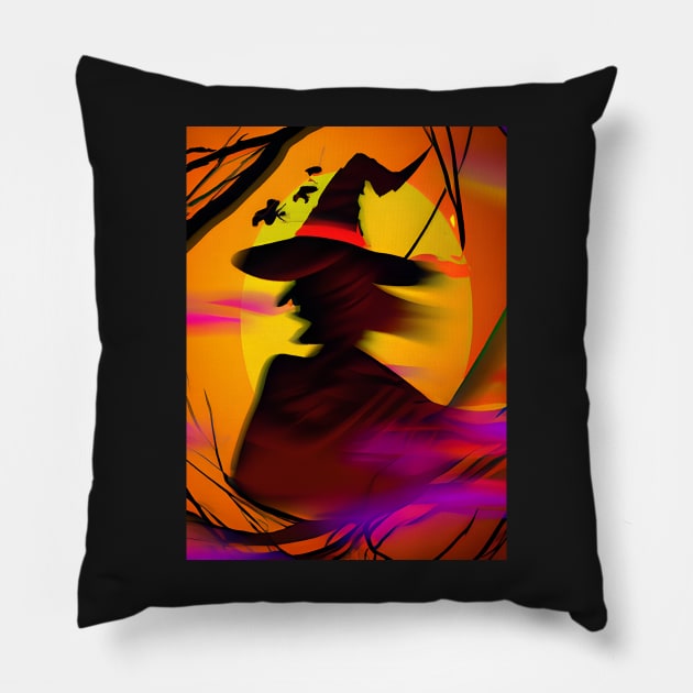 A Witch Silhouette Pillow by AbstraktTheArt