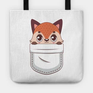 Kawaii fox in pocket design Tote