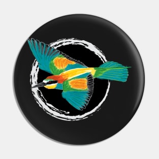 Nice Artwork showing an European Bee-Eater in Flight V Pin