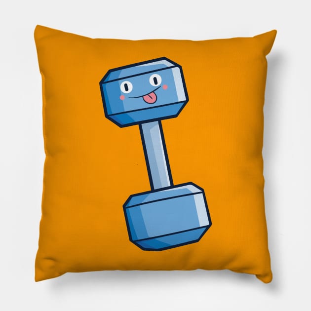 Cute dumbbell cartoon character mocking Pillow by Jocularity Art