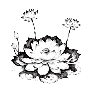 Black-White Lotus Flower T-Shirt