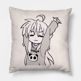 I draw monochrome panda sweater tired izumi konata stretching / lucky star Pillow