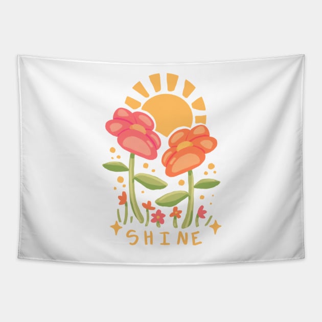 SHINE - happy flowers Tapestry by Chloedo0dles