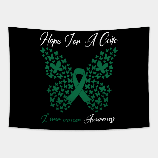 Hope For A Cure Butterfly Gift 3 Liver cancer Tapestry by HomerNewbergereq