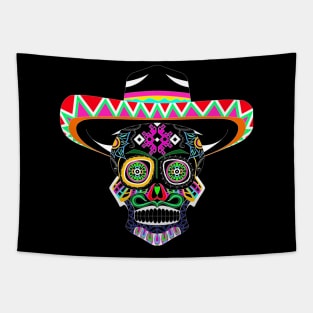 the catrina mariachi in mexican pattern ecopop Tapestry