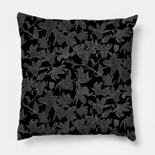 Black Dotted Magnolias Pillow