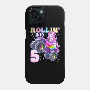 Unicorn Monster Truck 5Th Birthday 5 Year Old Girls Party Phone Case