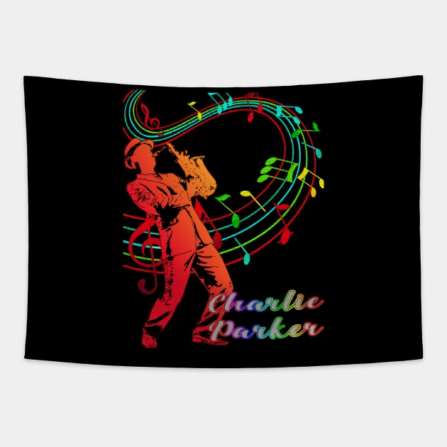 A Man With Saxophone-Charlie Parker Tapestry by Mysimplicity.art