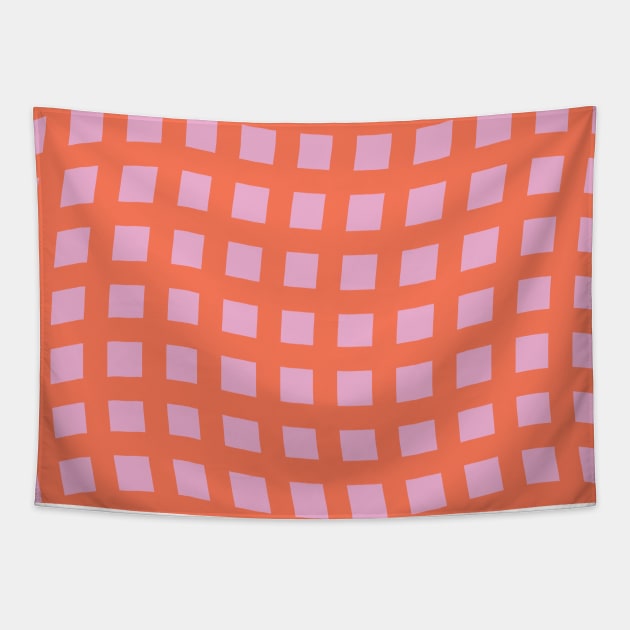 Curvy Grid Pattern (Red and Pink) Tapestry by cecececececelia