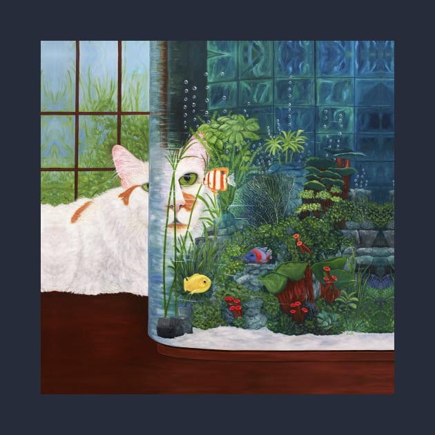 White Cat and Aquarium by KarenZukArt