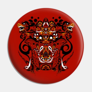 crimson immortal tribal beasts in ecopop pattern Pin