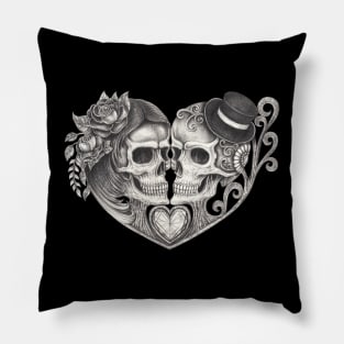 Skeletons lovers surrealist. Pillow