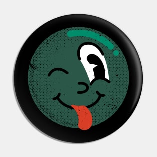 Winking tongue out emoji green Pin