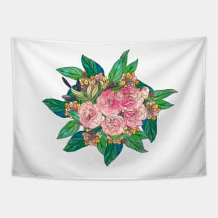 Girly Pink Watercolor Floral Hand Paint Tapestry