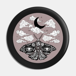 Moth Moon and Clouds Pin