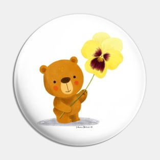 Bear and Pansy Pin