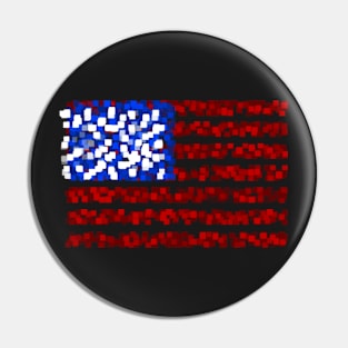 American flag in red, white and blue cubes Pin