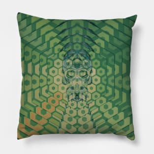 Electroluminated Skull Radiate - Sea Green Pillow